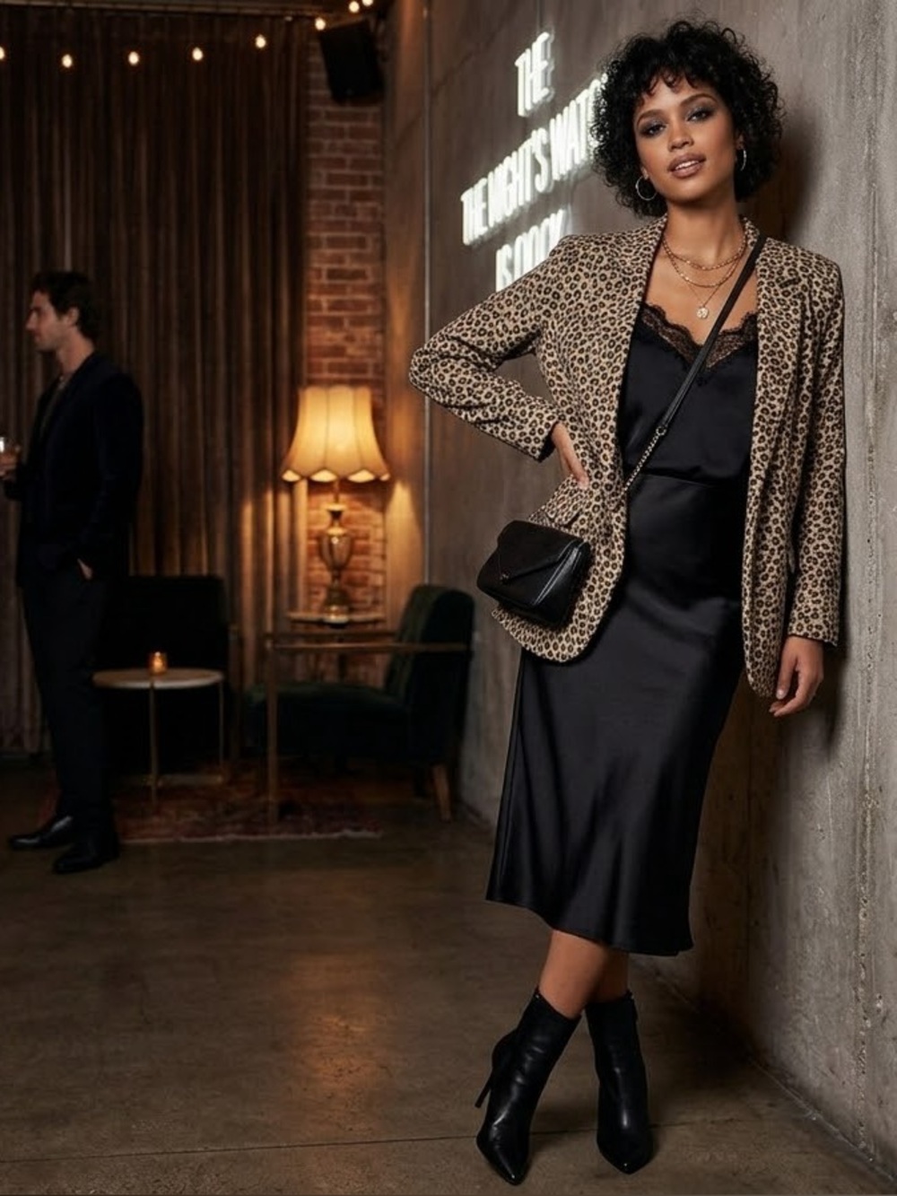 Astr the label animal print blazer